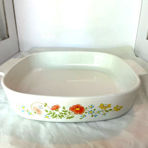 Corning ware Casserole  A-10-B 10x10x2 Wildflowers Vintage Discontinued 1977-86